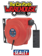 Image of Sealey CRM10 Cable Reel System Retractable 10mtr 2 x 230V Socket Extension Lead