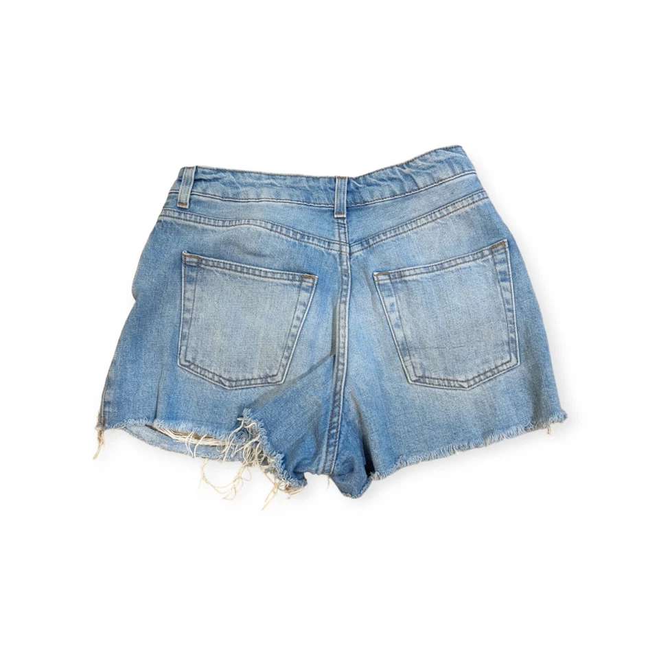 Top Shop Moto мама женщин Jean Hot шорты состаренный необработанный кромки высоты синий размер 8 - Изображение 3 из 3