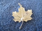 MAPLE LEAF PENDANT, sterling silver, mounted pearl, approx 1-5/8" tall — photo 3