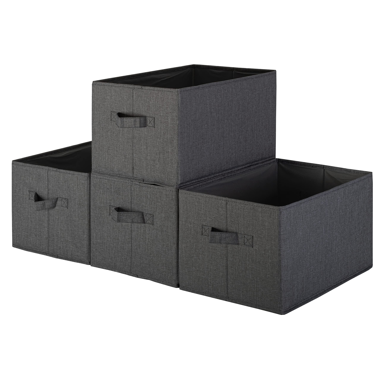 Storage Baskets - 4 Pack - Sturdy Large Fabric Bins | Foldable Organizing Bas...-image