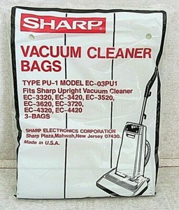 SHARP VACUUM CLEANER BAGS 3 per package TYPE PU-1 Model EC-03PU1 N