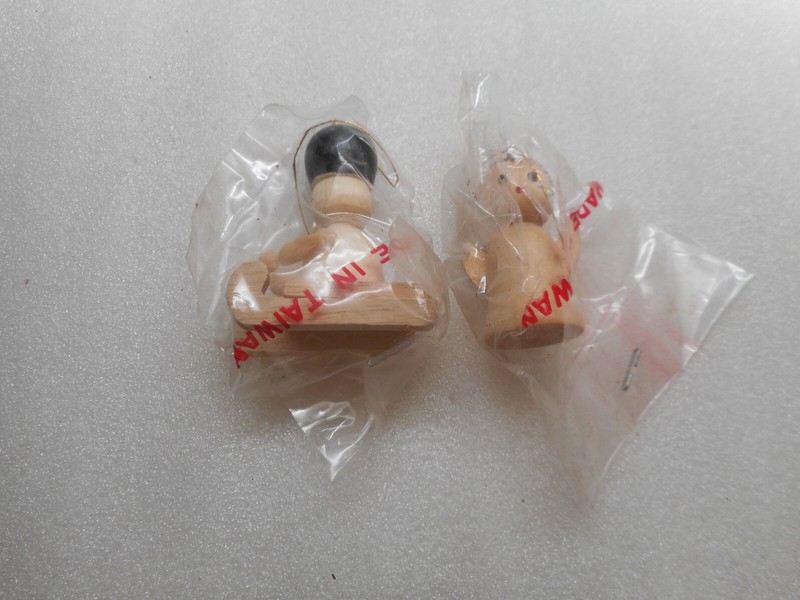 Vintage Natural Wooden Christmas Ornaments (2) Feather Tree Mini NIP Sled Angel