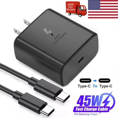TS 45W Super Fast Wall Charger+6ft Type USB-C Cable for Samsung Galaxy S21 S22U S23