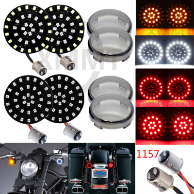 2'' LED Turn Signal Insert Smoke Lens For Harley Softail Street Tri Glide FLSTN
