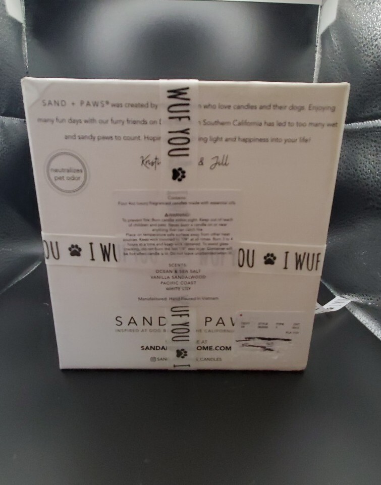 SAND+PAWS 4 Piece Candle Gift Set For Dog Mom Or Dad-Made W/Essential Oils-New thumbnail 3