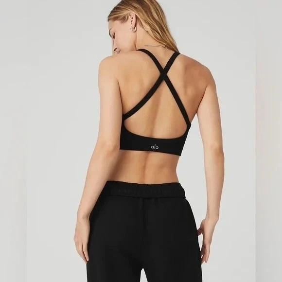 alo-yoga seamless ribbed low back tank-bra