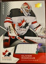 OLIVIER RODRIGUE  #29...2020 TEAM CANADA JUNIOR...ROOKIE  RELIC JERSEY SWATCH