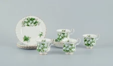 Royal Albert, England. Four "Trillium" coffee cups with saucers and cake plates