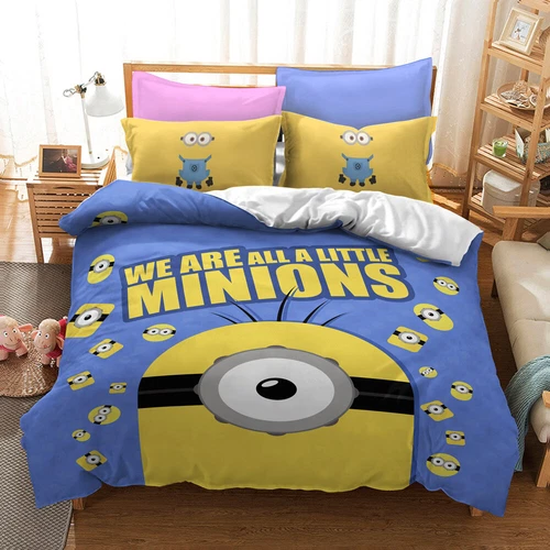 Minions Cartoon Donna Duvet Cover Bedding Set Pillowcases Single Double Queen - Bild 26 von 32