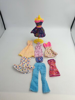 Barbie Puppe Kleider Oberteil blau Cord Hose Hartplastik gelb Schaufensterpuppe 8 Teile DIY