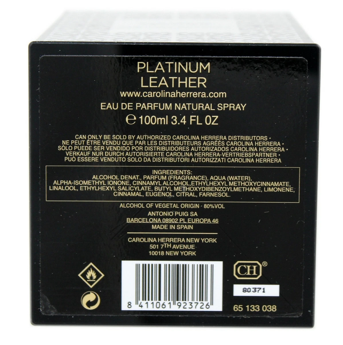 Carolina herrera platinum leather eau de parfum sale