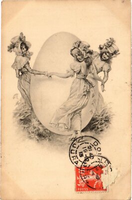 CPA AK Ladies Dancing Around a Huge Egg - Easter ARTIST SIGNED (1387453)