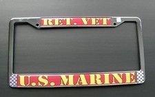 US MARINE RETIRED VETERAN MARINES LICENSE PLATE FRAME 6X12 INCHES CHROME PLATED