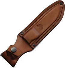 Brown Leather Sheath 9.5" Overall For Fixed Blade Knife Snap Closure MADE IN USA
