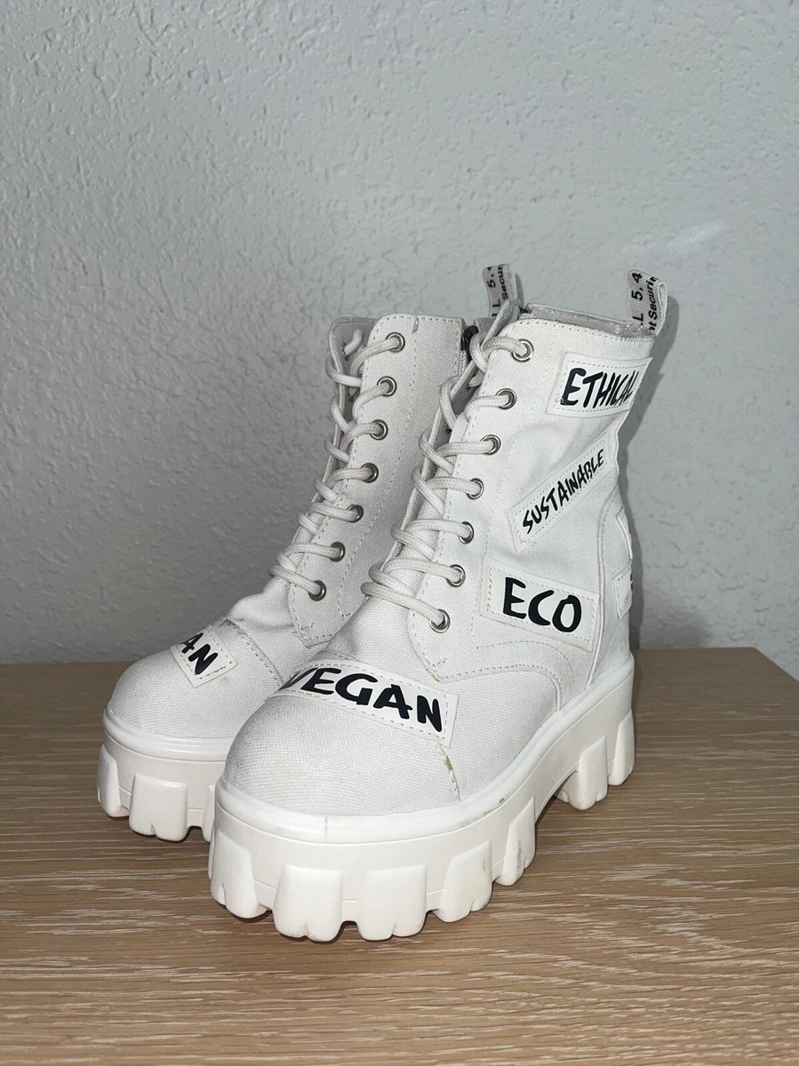 OFF WHITE Platform Boots Vegan Eco Sustainable Ethical White