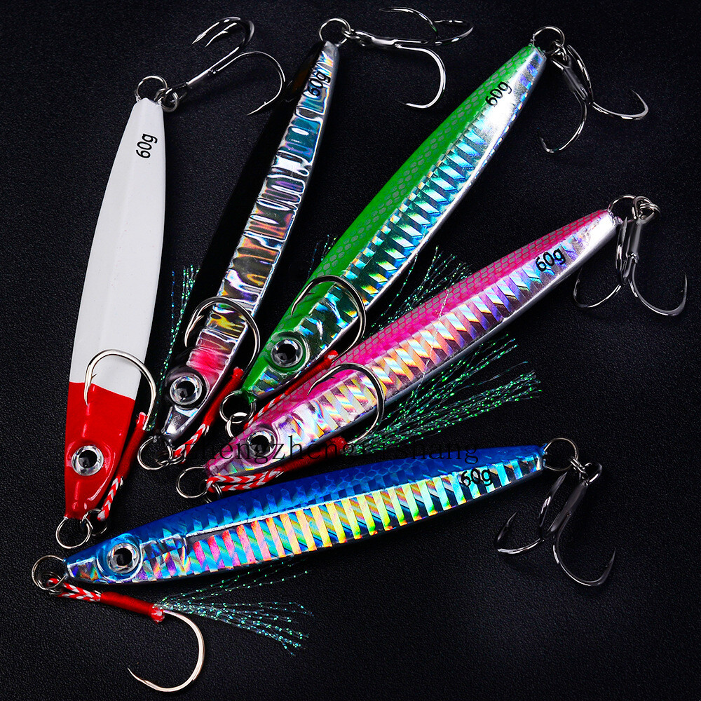 5 Jig In Metallo Da 10-60g Per Pesca In Acqua Salata - Cucchiaio Per Spigola E Trota