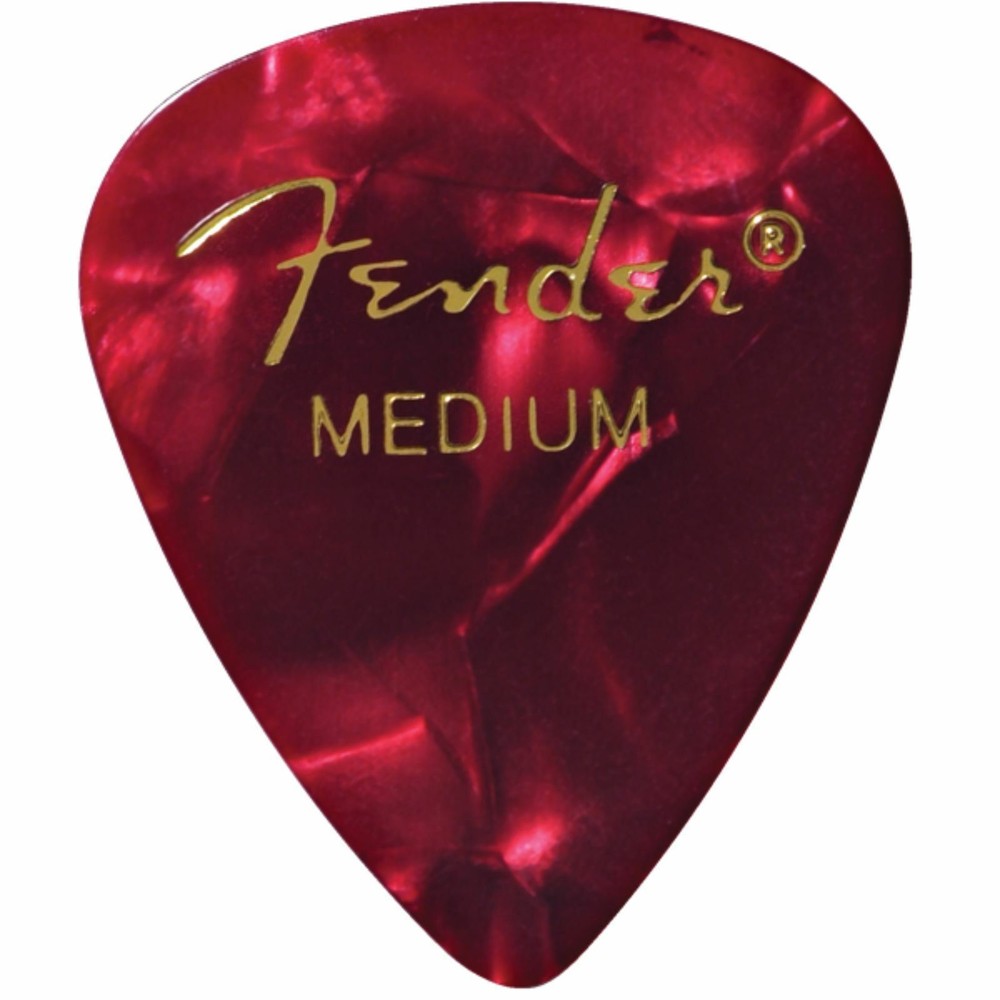 Fender 351 Shape Premier Celluloid Guitar Picks, Medium, Red Moto, 12-Pack
