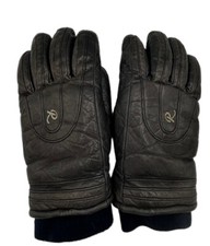Roffe Ski Gloves Insulated Size Small Dark Black Made In Japan Vtg