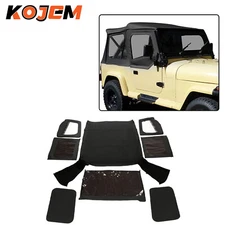 For 1987 88-95 Jeep Wrangler YJ Soft Top w/ Upper Doors+Tinted windows+Sailcloth