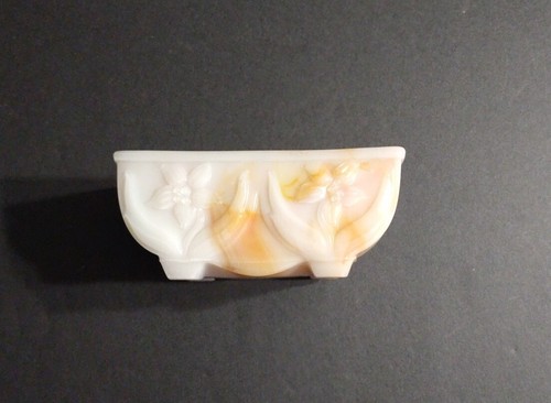 Set Of 3 Vintage Akro Agate Co. Slag Glass Cornucopia Small Vase - Picture 3 of 6