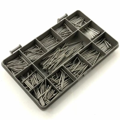 BOLT WORLD 580 ASSORTED STAINLESS STEEL 25 30 40 50mm PANEL PINS TACKS HARDBOARD NAILS KIT