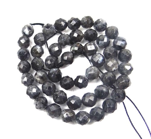 8mm Natulal Labradorite Larvikite Faceted Round beads 16" - Picture 2 of 3
