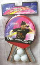 2 Bats Ball Beginner Long Handle Shakehand Ping Pong Racket Table Tennis Paddle