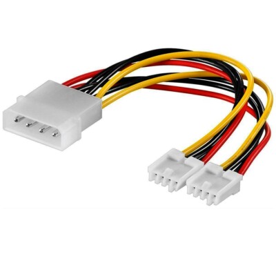 Y-Kabel 2x 3,5'' 4pol Adapter Strom-Kabel PC Netzteil intern Floppy FDD Verteiler