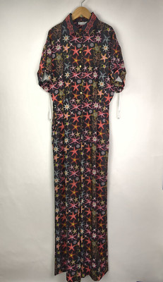 2015 VERSACE COLLECTION Women's Sz US M IT 42 Black Starfish Print Jumpsuit