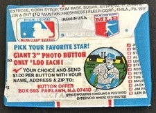 1981 Fleer Baseball Star Stickers Card Pack George Brett Checklist Showing Back