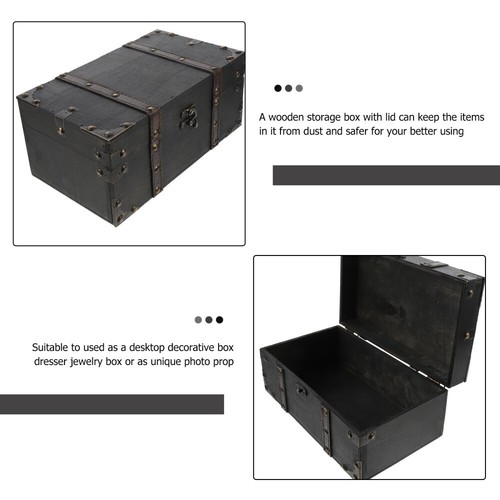 Trinket Box Decorative Wooden Storage Creative Jewelry Treasure Chest Boxes - Picture 4 of 12