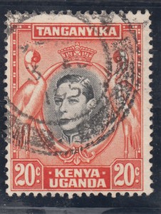 Kenya Uganda Tanganyika 1938. KUT. KGVI. 20c. Black & orange. SG139. Used