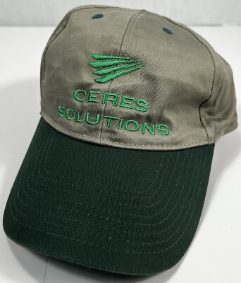 HitWear Ceres Solutions Baseball Hat Cap 100% Cotton Beige and Green Snapback