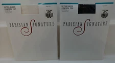 2 Parisian Signature Pantyhose Ultra Sheer Control Top Style 608 Navy & Ivory 3