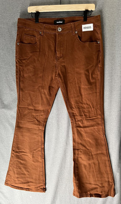 605 FREE SHIPPING NWT Bestwind Womens Burgundy Trendy Flare Leg Jeans Sz M 34x30