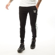 11 DEGREES Mens Black  White Astro Brushed Fleece Joggers Sweatpants Small BNWT