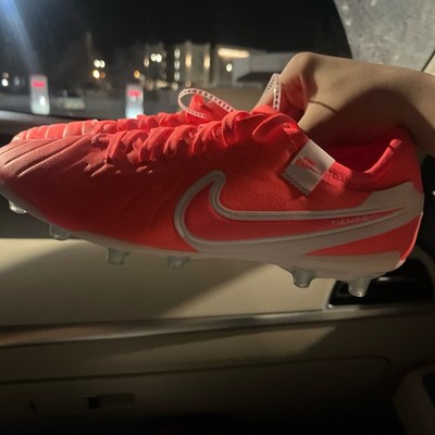 Nike Tiempo Red White Soccer Cleats AG Plate Artificial Grass Lace Up Men's