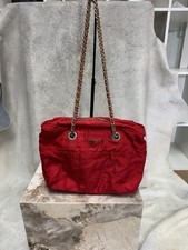 PRADA Chain Shoulder Bag In Red Nylon - Great Vintage Condition
