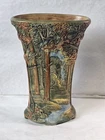 Antique Vintage WELLER Pottery 8" Flared Vase Forest Woodland Stream 1915 Marked