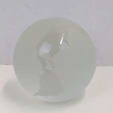 Vintage Frosted Glass World Globe Paperweight Etched Map Orb Decor