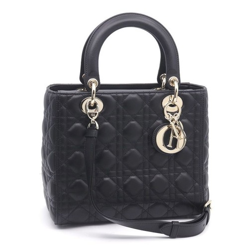 Dior Lady Dior bag medium lambskin black canage handbag shoulder 2WAY  102964