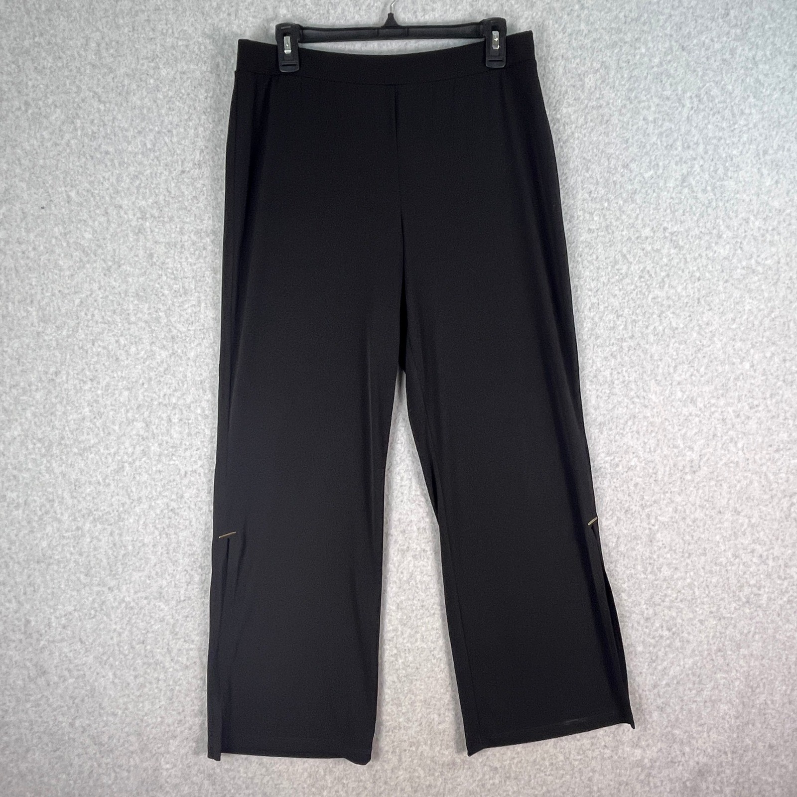 Susan Graver Women’s SP Black Wide Leg Cropped Stretch Hem Petite Modern Pants