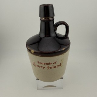 Vintage Empty Stoneware Jug Souvenir of Coney Island New York 6” RARE