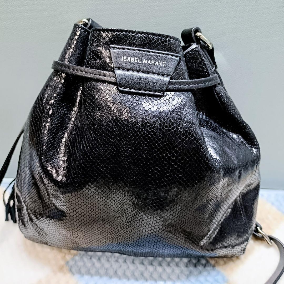 Isabel Marant Python Embossed Drawstring Shoulder… - image 3