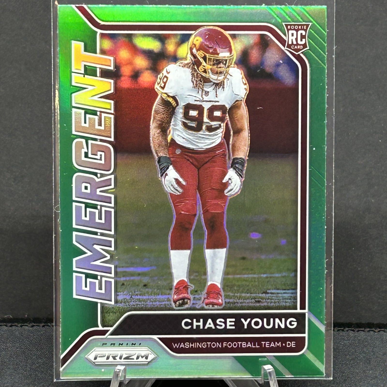 Chase Young Washington Football Team 2020 Panini Prizm Emergent Prizms Green