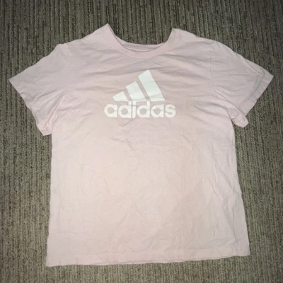 Adidas Size L Girls Youth T Shirt Short Sleeve Crew Neck Pink - Image 1 of 4