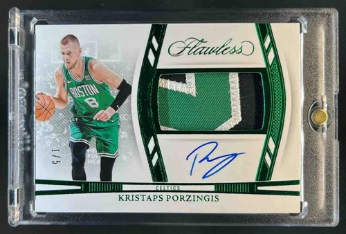 2023-24 Panini Flawless Kristaps Porzingis Horizontal Patch Auto Emerald #1/5