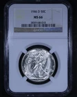 1946-D Walking Liberty Half Dollar - 50c NGC MS66 - Flashy Bright Coin!