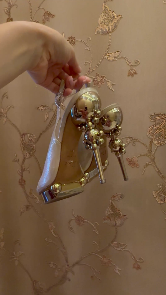 CHRISTIAN DIOR Runway Resort 2008 Beige Metallic Suede Sculpted