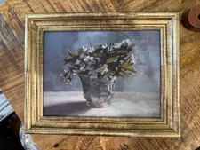 10" x 8 FLOWER VINTAGE Framed WALL ART Threshold STUDIO MCGEE Gold Violet TARGET